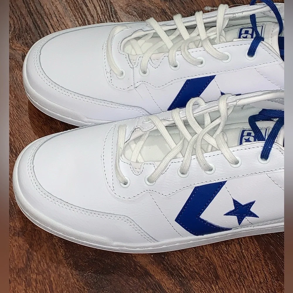 Converse White and Blue Low-Top Sneakers